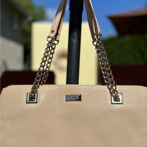 Kate Spade Light Tan Leather Shoulder Bag with Chain Straps